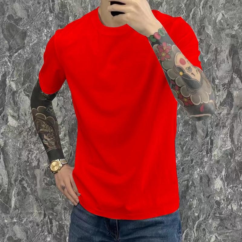 Short-sleeved T-shirt Men's Trend Instagram T-shirt Casual Solid Color Crewneck Clothes Men