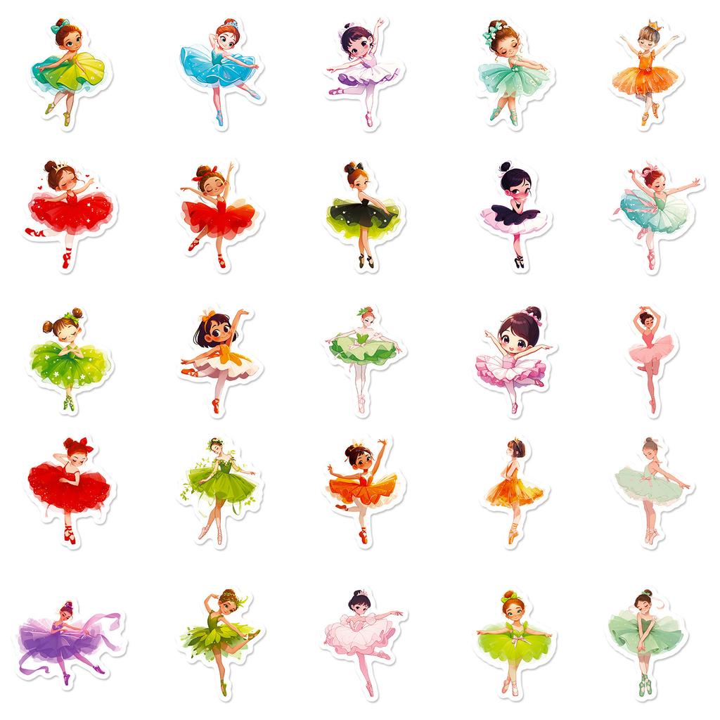 50 Dancing Girl Decorative Stickers, Cute Cartoon Stickers For Decorating Luggage And Cars