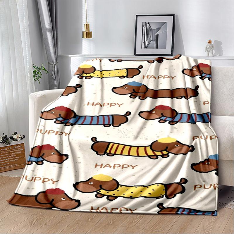 Dachshund Blanket Cute Black and Red Paws Printed Soft Flannel Blanket Warm Cozy Blanket for Teens Adults Kids