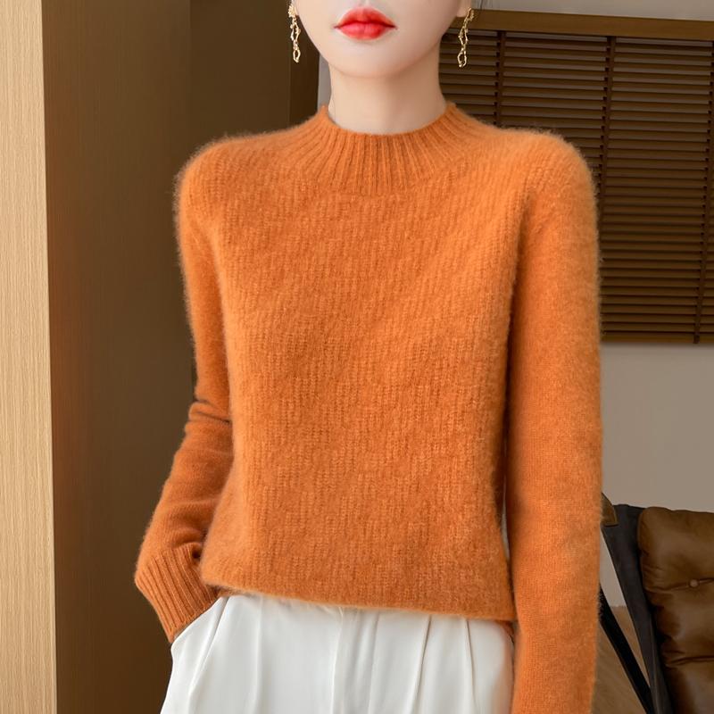 Women's Cashmere Sweater Qinghe Cashmere 30% Cashmere 70% Wool Women's Autumn and Winter Thick Cashmere Pullover Soft and Warm