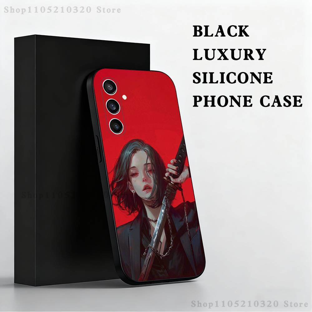 

Japanese Warrior Woman Cool Phone Case For Samsung S 25,24,23,22,30,21,10,9,Ultra,Plus,Lite,FE,4,5 G Black Soft Case SamsungS22 5G