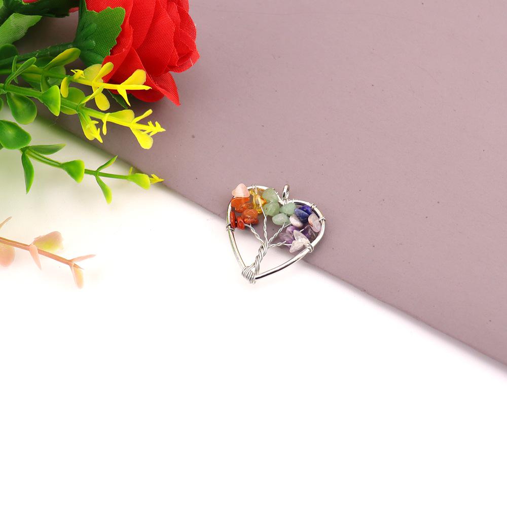 Радужное Древо Жизни Подвеска-ожерелье с кристаллом, обмотанным проволокой N746