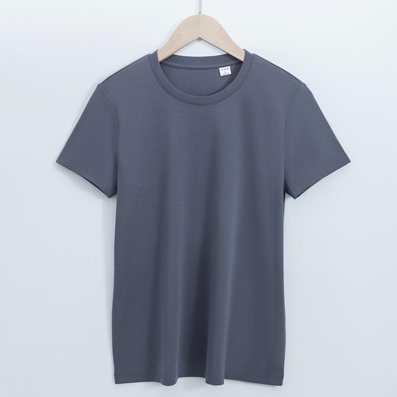 2026 High-Quality Double-Sided Liquid Ammonia Mercerized Cotton T-Shirt for Women, Summer Pure Cotton Versatile Round Neck Short Sleeve