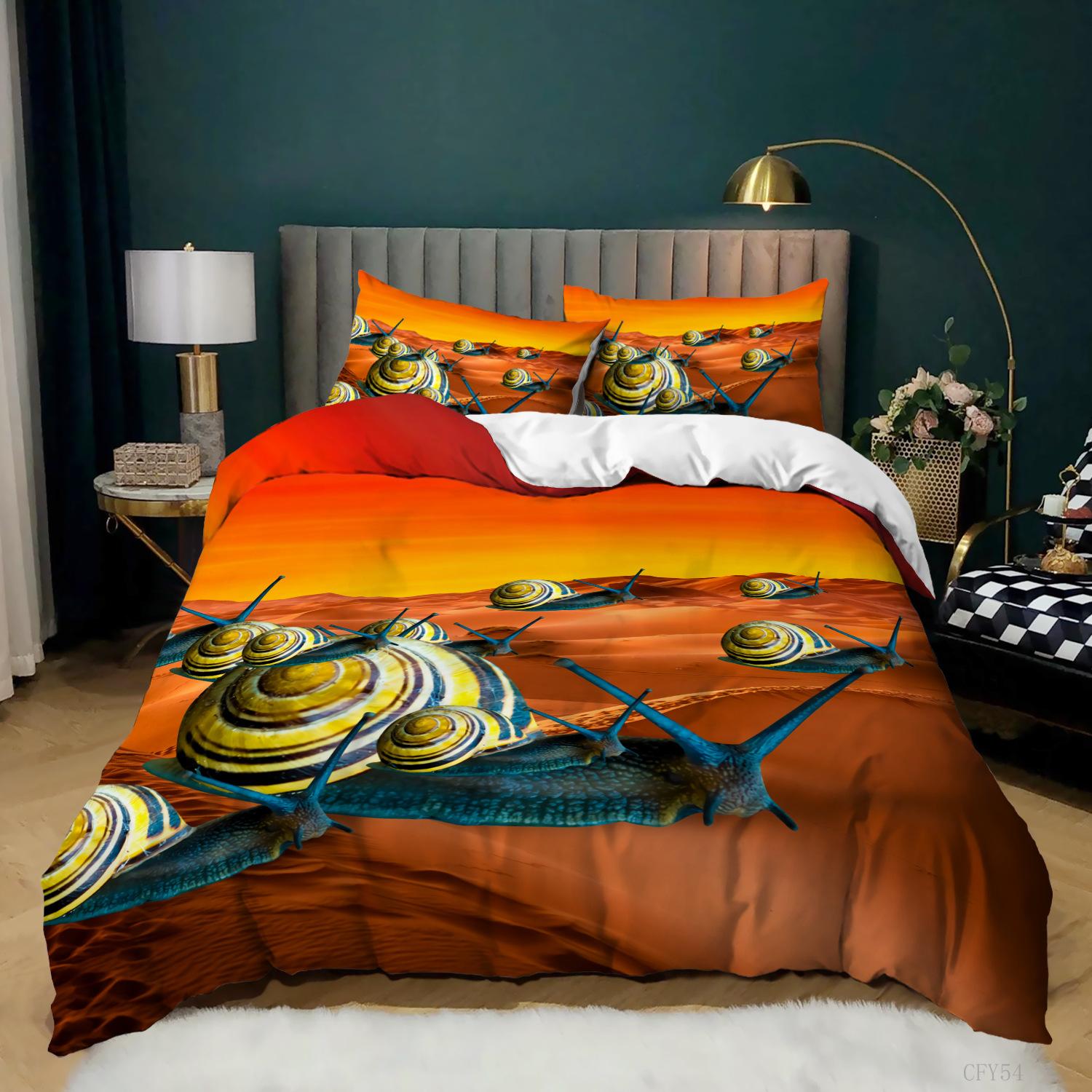 

Snail Duvet Cover King Size Colorful Microfiber Bedding Set For Teens Adults Animal Theme Reptile Snail Design EU single(135x200cm)