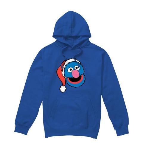 Sesame Street Unisex Adult Grover Santa Hat Christmas Hoodie