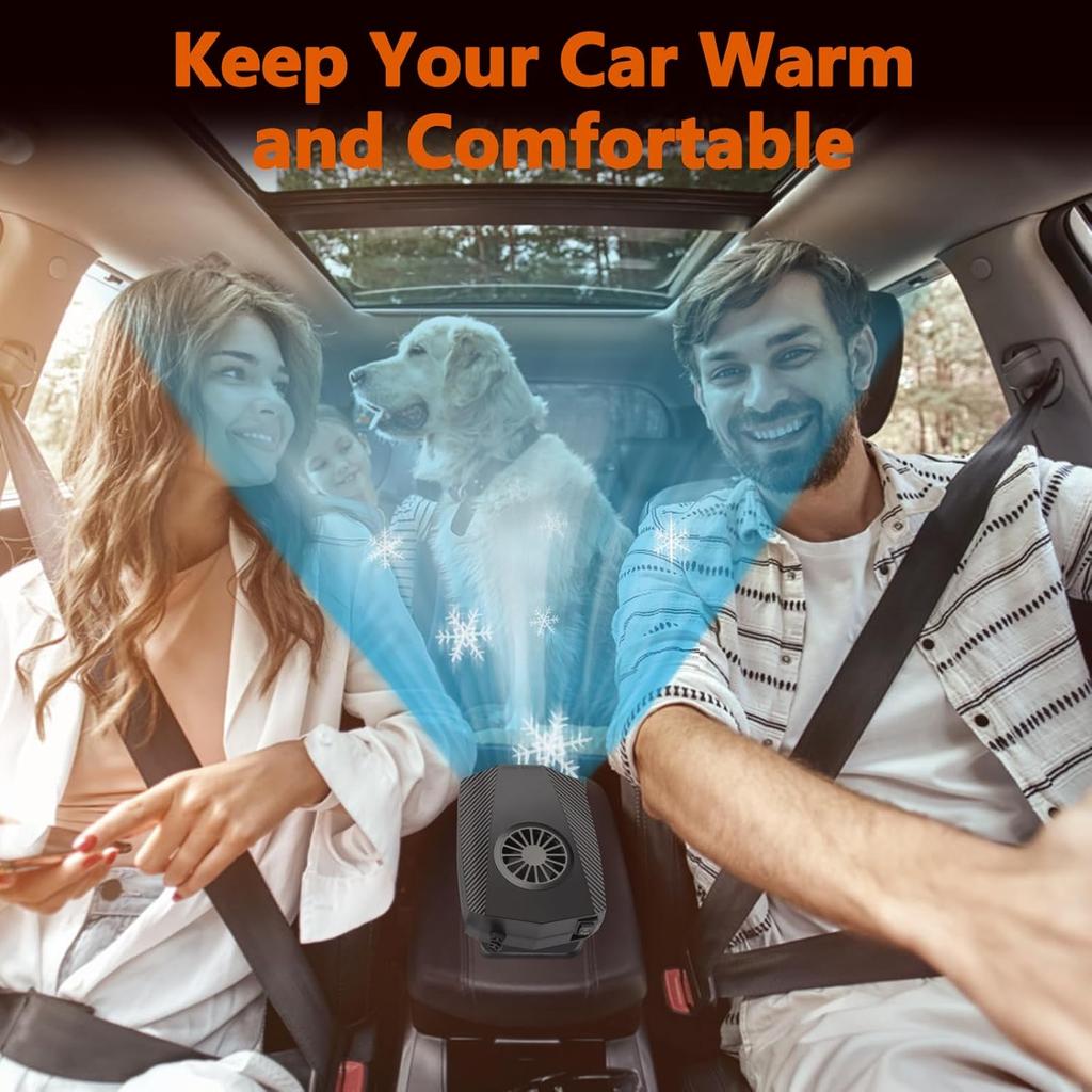 Car Heater,12V Fast Heating and Cooling Fan Portable Windshield Defogger and Defroster Plug into for Car RV SUV (Black)