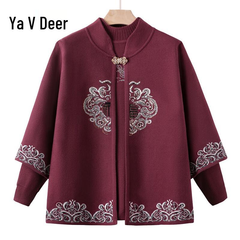 Yalu Women's Elderly Winter Knitted Cardigan Sweater