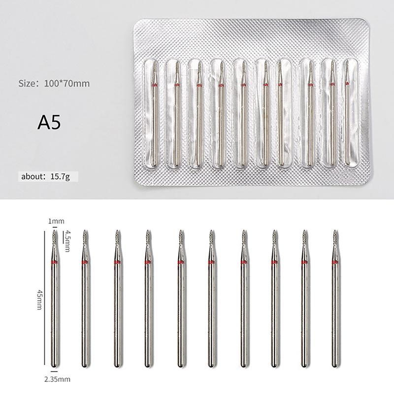 

10 шт. Алмазне свердло для нігтів Ротаційні електричні фрези для педикюру Манікюрні пилочки Інструменти для кутикули Засічки для нігтів Аксесуари A5