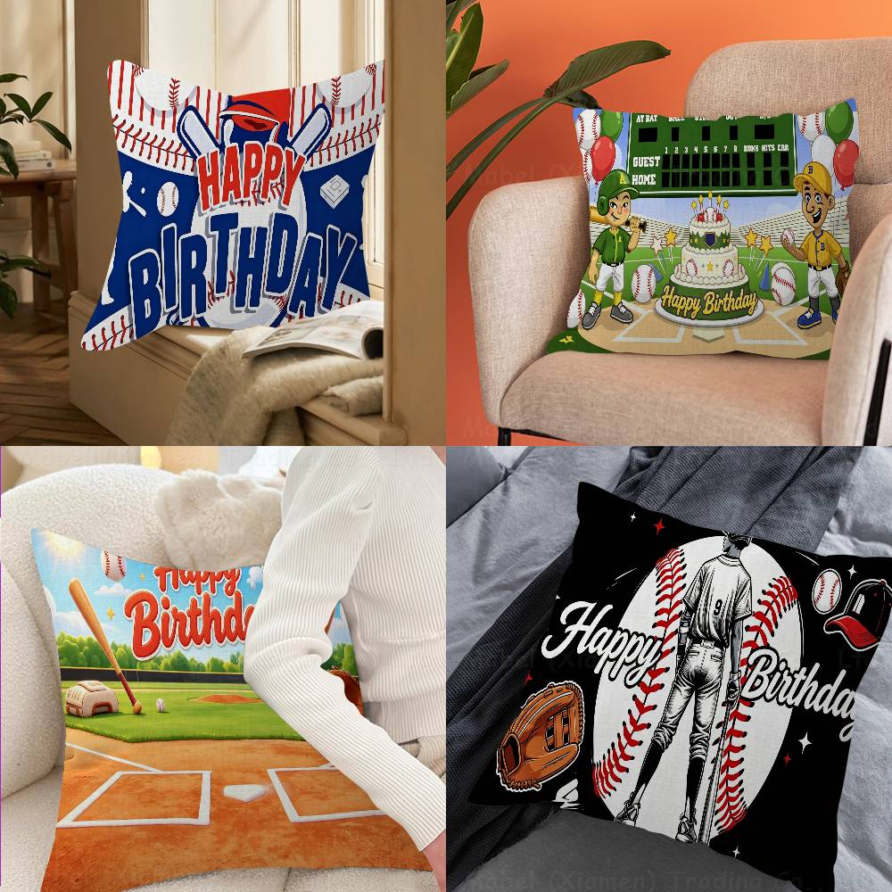 Baseball Happy Birthday Maple Design Cushion Cover Happy Autumn Harvest decor Holiday Decorati Pillow Cover