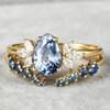 New Gold-plated Water Drop Sapphire Pair Ring, European Beautiful Women's Wedding Ring Fresh Set Ring