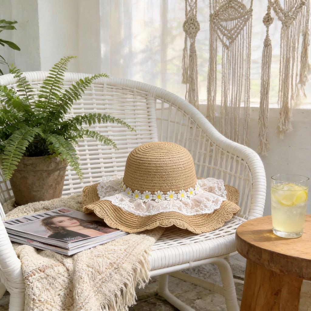 Paper Straw Women Sun Hat With Wide Brim For Beach And Resort Sun Protection