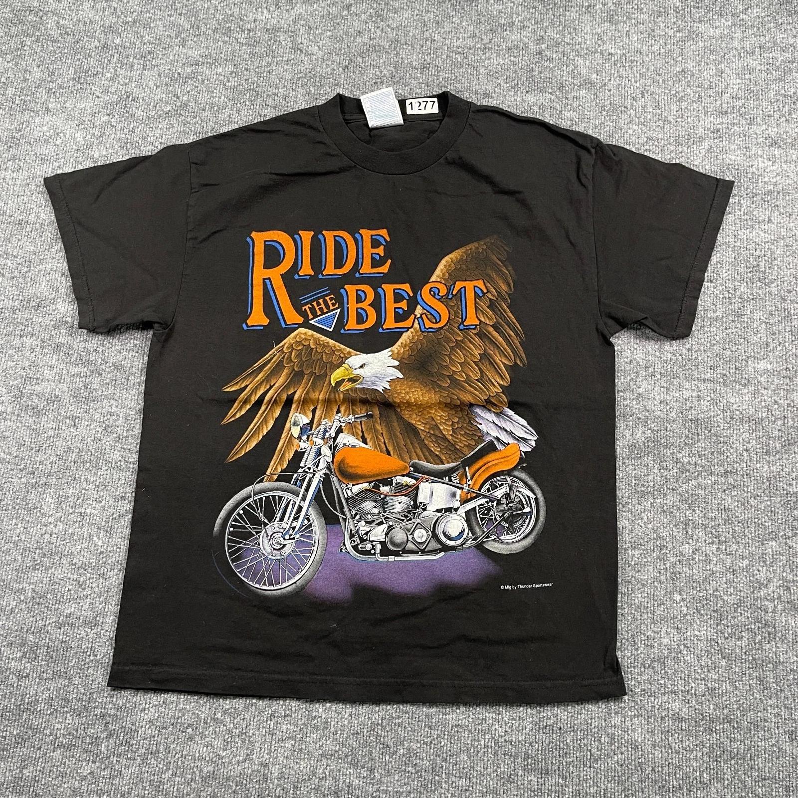 NWOT Vintage Y2K Ride-The-Best Motorcycle Biker Eagle Shirt Large 21x26 Black XL