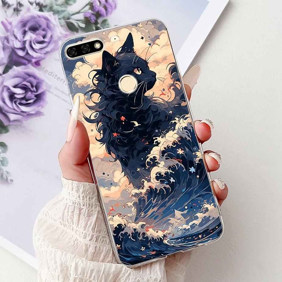 For Huawei Y7 Prime 2018 Case Nova2 Lite Luxury Painted Cover Soft Slim Phone Case For Huawei Y7 Pro 2018 Y72018 Back Cover Bags