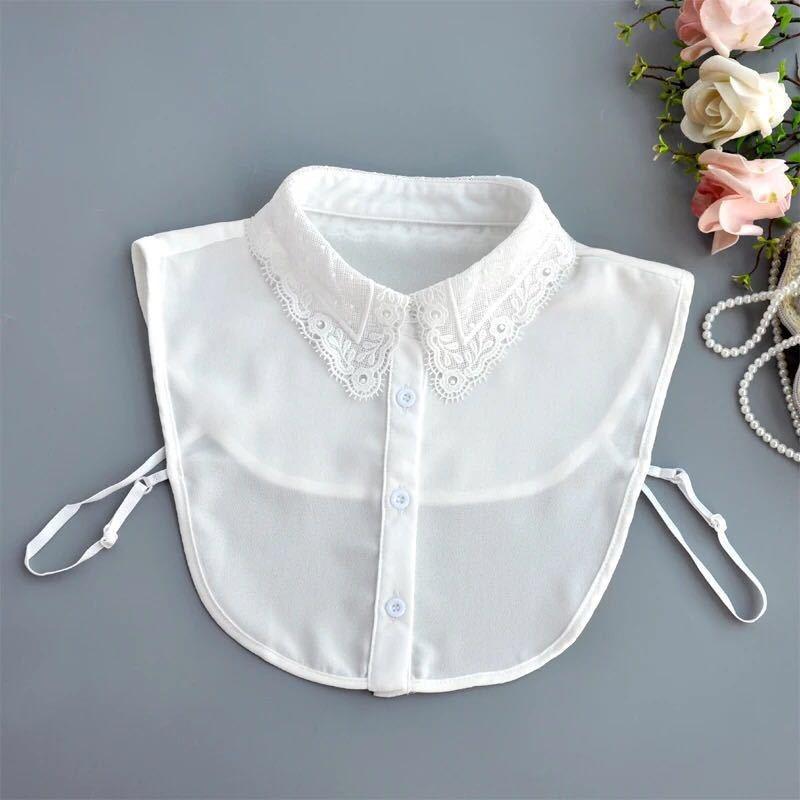 Chiffon Half-Shirt Lace Floral False Collar for Women's Shirt Detachable Collars Women Fuax Cols Clothes Accessories