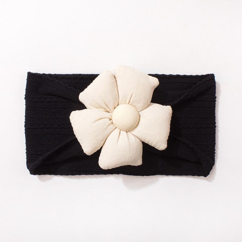 New solid color jacquard children's headband, cute five-petaled flower baby headscarf, thin soft baby hair accessories