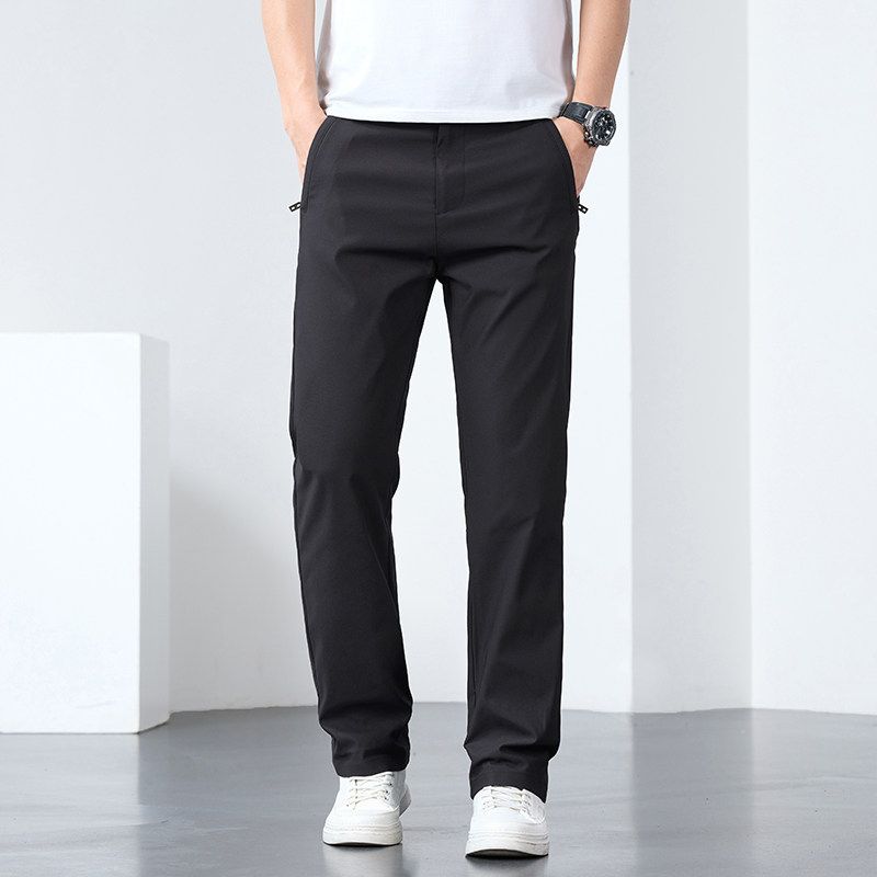 Zip-up Pockets! Light Luxury Business! Foreign Trade Cut the Tag off Casual Pants Men's Long Pants Straight Stretch Summer Thin