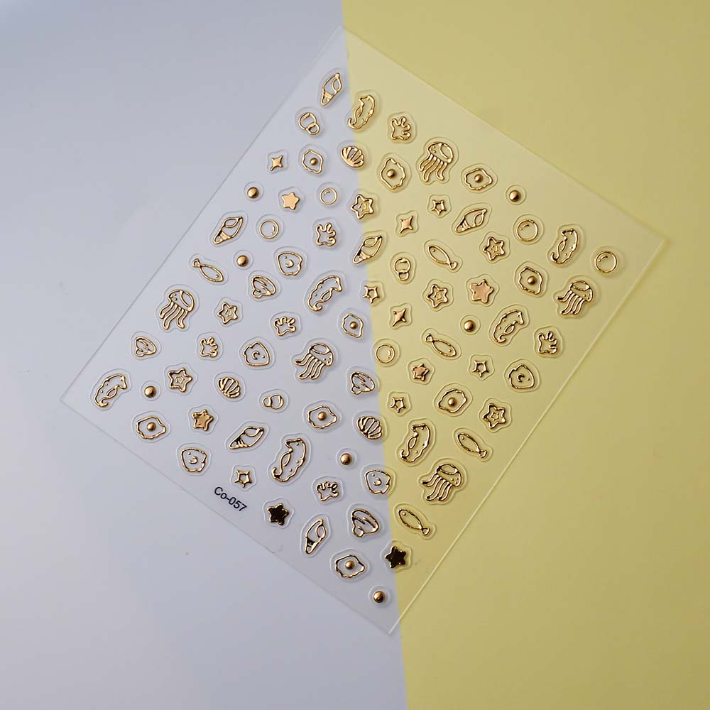 Conch Star Ocean Nail Stickers Dolphin Sea Jellyfish Jelly Ocean Nail Decals Nail Supplies Bronzing Ocean Nail Decorations
