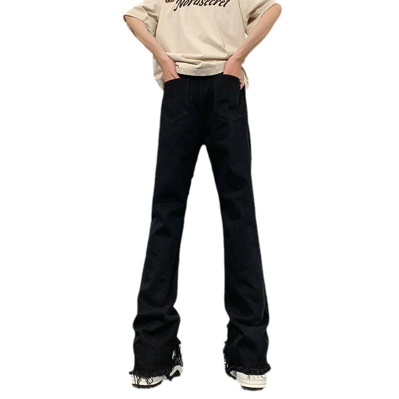 Mens Blue Flared Jeans Thin American West Coast Style Streetwear