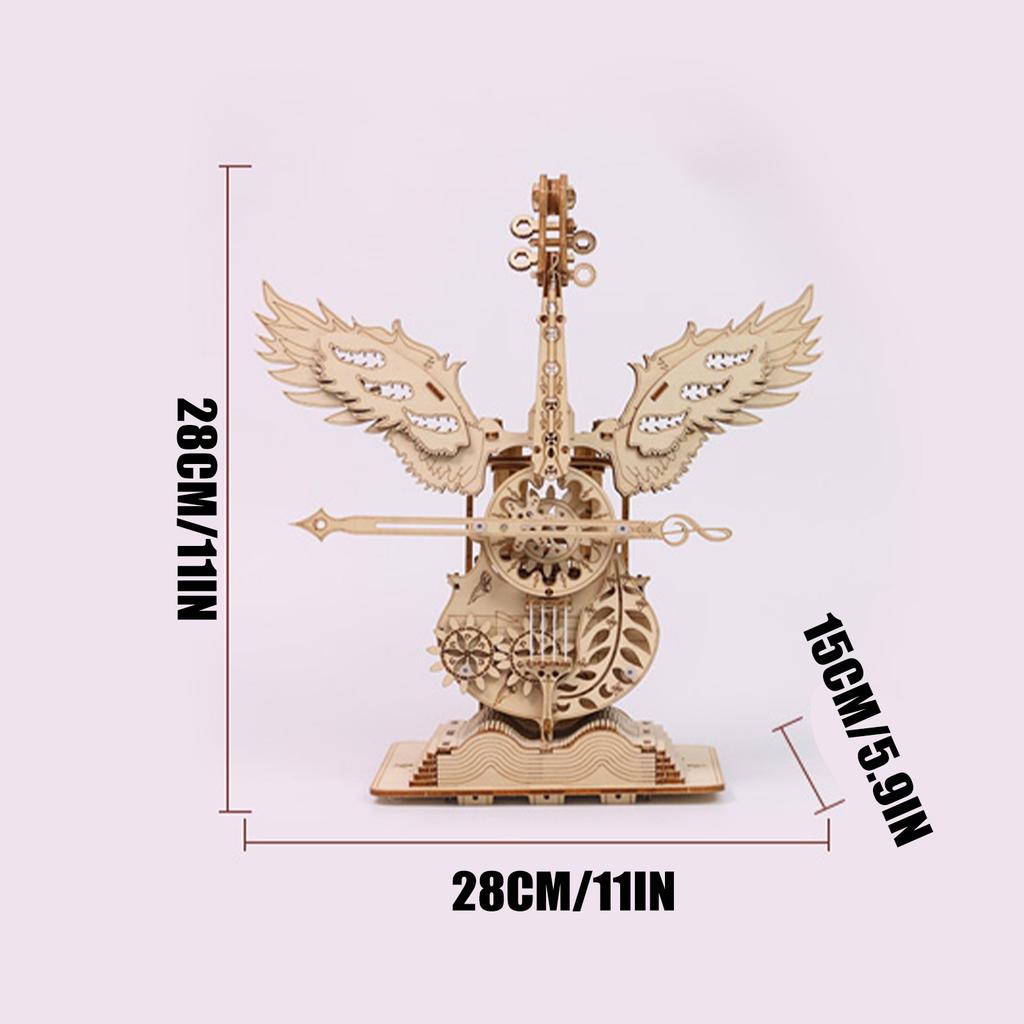 3d Puzzle Music Box Gift Ornaments Handmade Angel Cellos Assembly Model Birthday Gift DIY