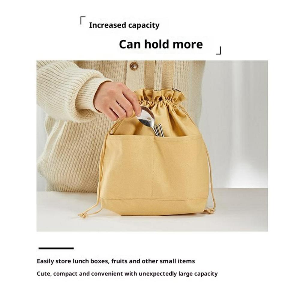 Canvas Lunch Bag Drawstring Insulated Tote for Work Picnic Portable Meal Container Carrier