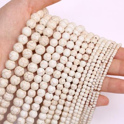 Earrings Pendants Round Necklace 3-10mm Loose Beads High Quantity About 20/30/40/50Pcs White Turquoises Natural Stone Bracelet For DIY Accessories