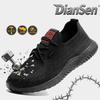 Men Safety Shoes Anti-Smash Steel Toe Shoes Indestructible Lightweight Breathable Sneaker for Warehouse & Logistics Work Black