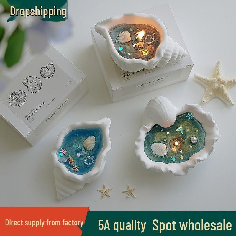 Shell-Shaped Aromatherapy Candle: Handmade Jelly Wax Scented Souvenir Ornament