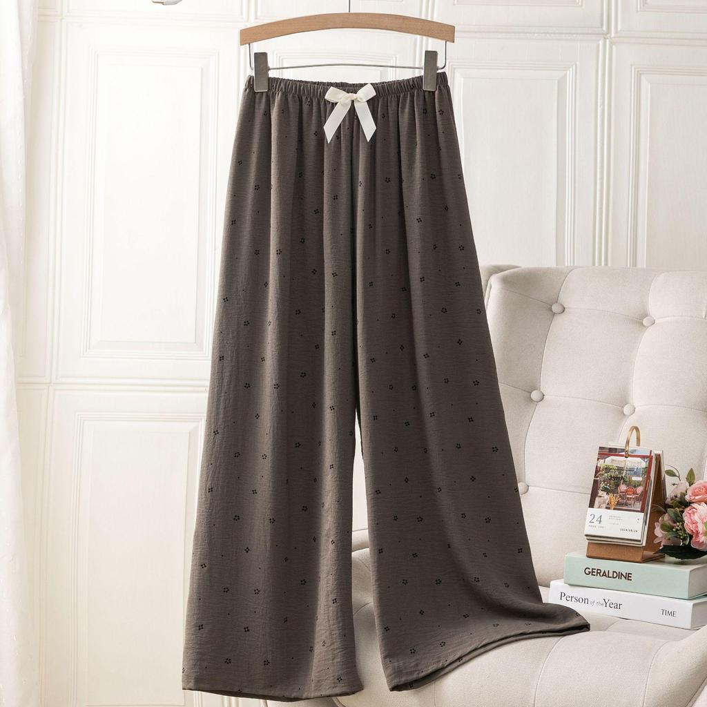 Ice Silk Linen High Waist Cartoon Print Pajama Pants for Women, Casual, Summer Style, Plus Size, Suitable for Indoor and Outdoor Wear