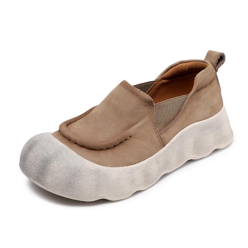 Fashion GKTINOO Spring 2025 Flat Shoes Women Soft Soled Loafers Ethnic Moccasins Natural Cow Genuine Leather Rubber Comfy Women Sneakers