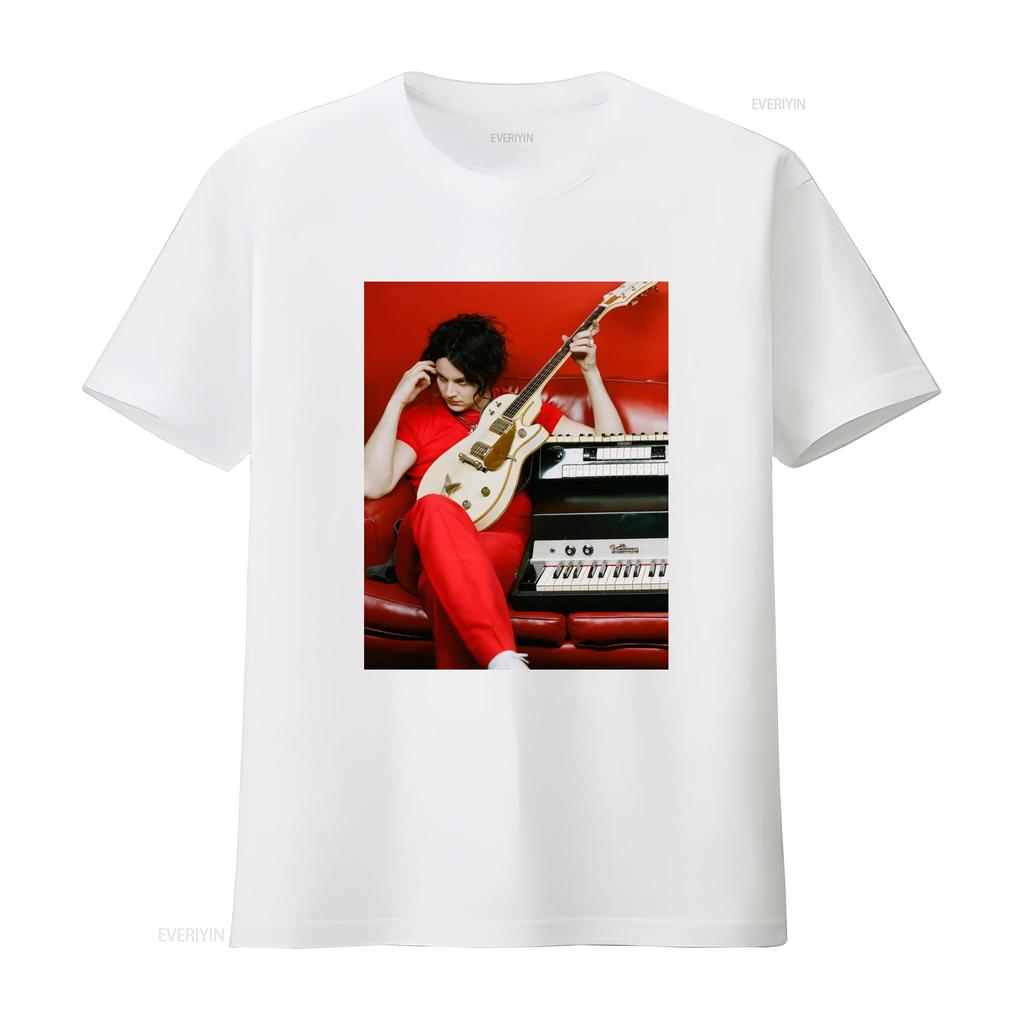 The White Stripes Jack Estética Ropa Retro Minimalista Camiseta Cumpleaños Música Rock para fans vintage Lavado Elástico hombre