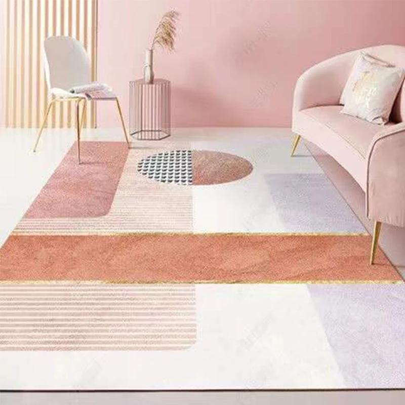 Pink Girl Bedroom Decor Square Carpet Luxury Nordic Carpets for Living Room Large Area Non-slip Cloakroom Rug Washable Floor Mat