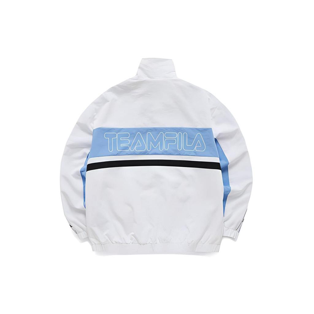Fila Fusion Color Block Woven Retro Sports Stand Collar Jacket Women jackets White T11W115705F-WT