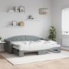 VidaXL Daybed with Trundle and Mattress Light Grey 80x200 Cm Fabric 3197543