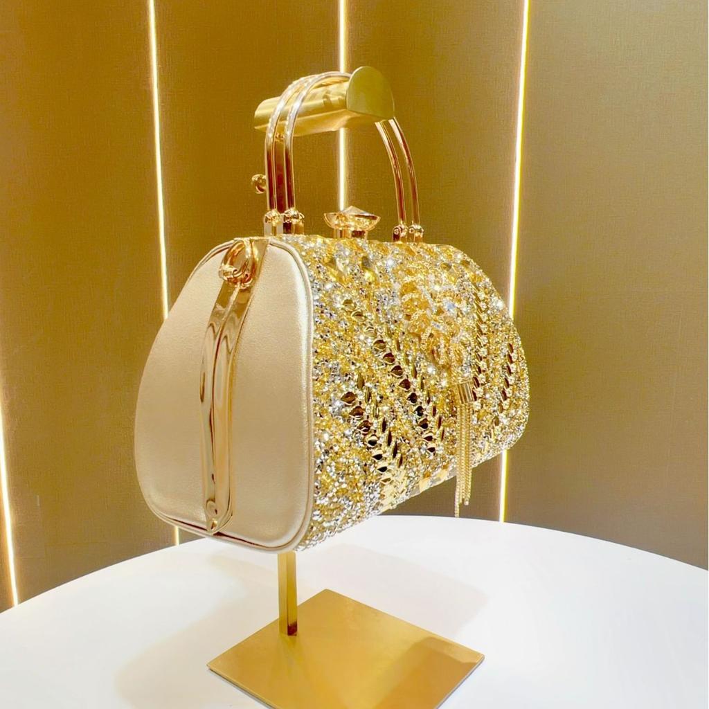 New women's bag handbag large capacity female high-end celebrity diamond-encrusted hand bag shoulder messenger dinner bag