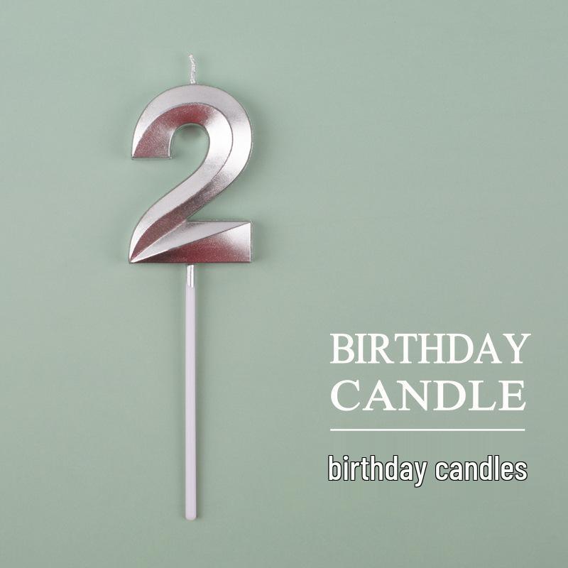 Gold and Silver Number Candles for Birthday Cakes - Pink Exquisite Design