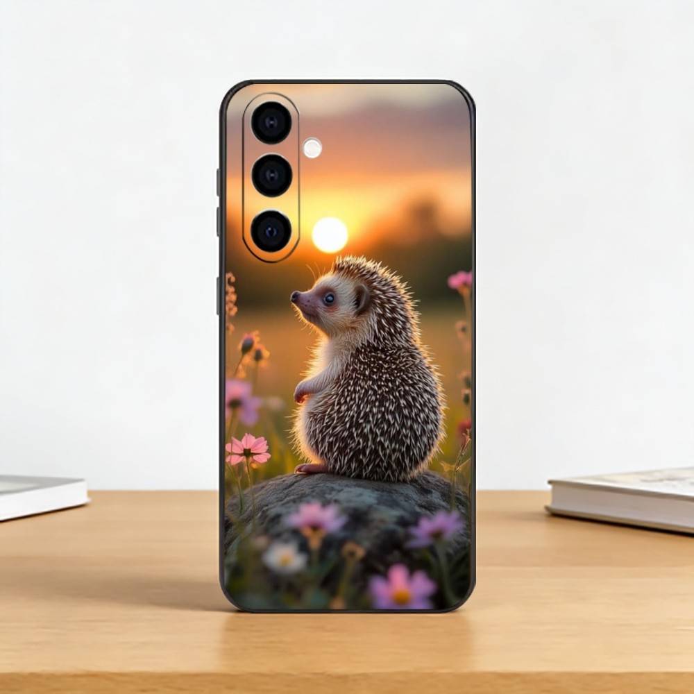 B-Bright Hedgehog In The Fog Phone Case For Samsung Galaxy A73,A72,A71,A70,A53,A52,A51,Soft Silicone Black Cover
