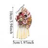 Cute Elegant Kimono Hair Clip Metal Tassel Traditional Fan Shape Hairpin Sakura Flower Cloth Faux Pearl Decor Hair Clip Girls