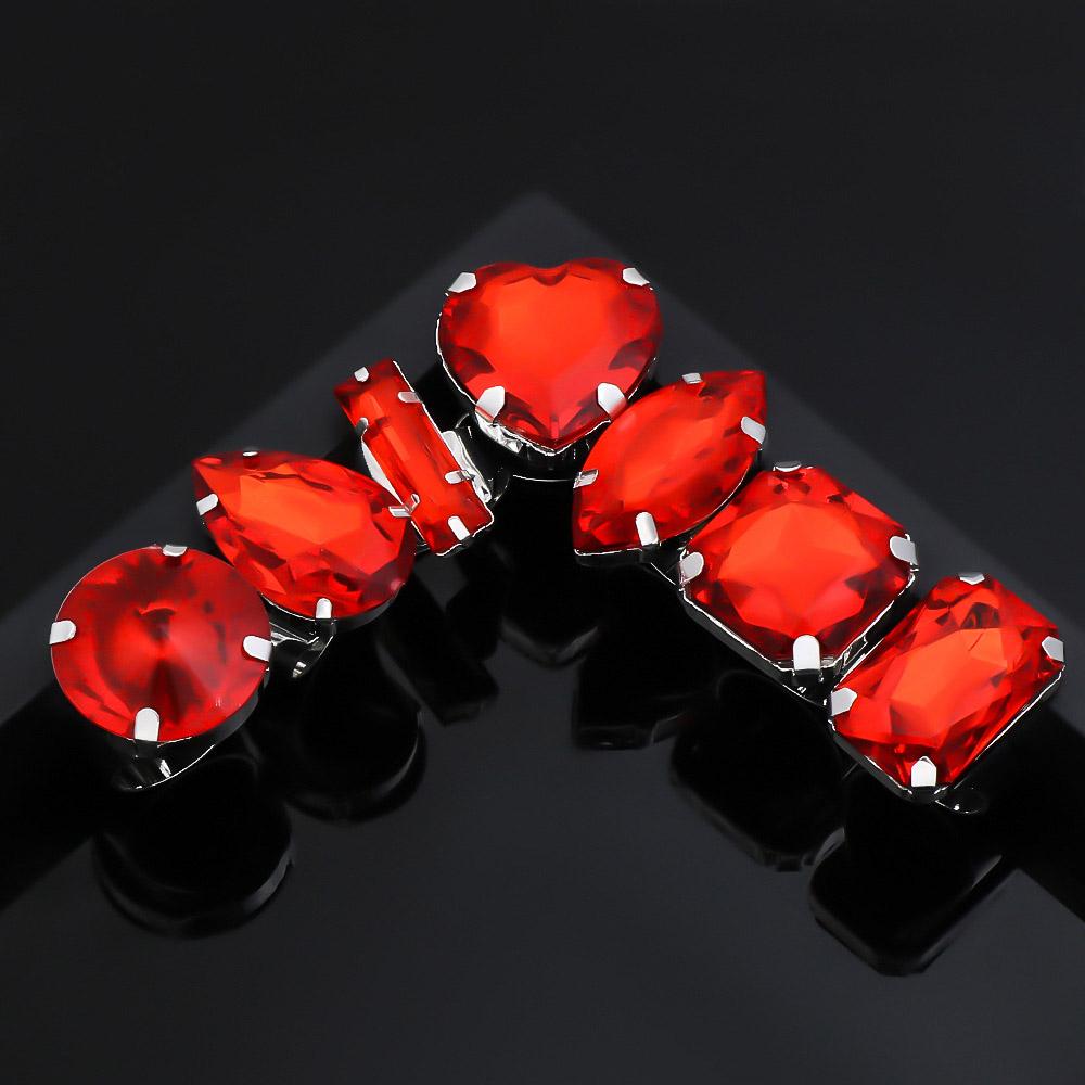 7 Kinds Red Crystal Ring Set Adjustable Women Luxury Jewelry Fashion Charm Rhinestone Ring Accessories Silver Party