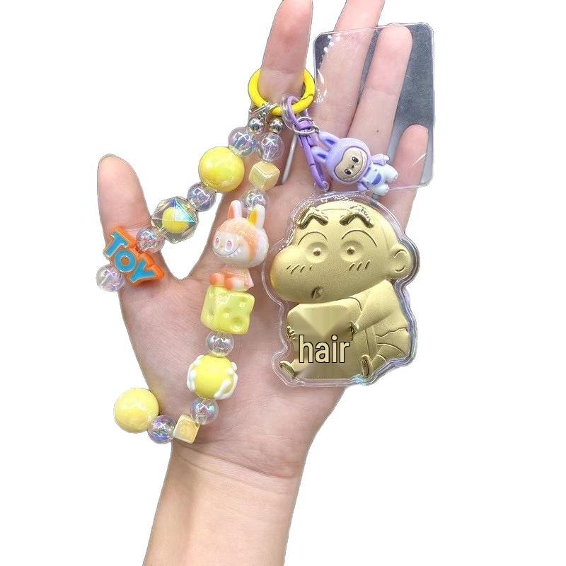 999 Pure Gold Crayon Shin-chan Cartoon Charm Pendant: Keyring & Phone Chain Accessory