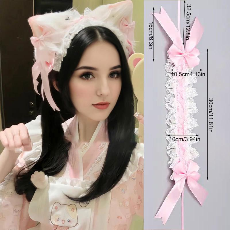 

Заколки Лолиты Шарм Ободки Пушистые Аксессуары для волос KC Головной убор Кружево Девушка-кошка Банты Милый Головной убор Косплей Многоцветный