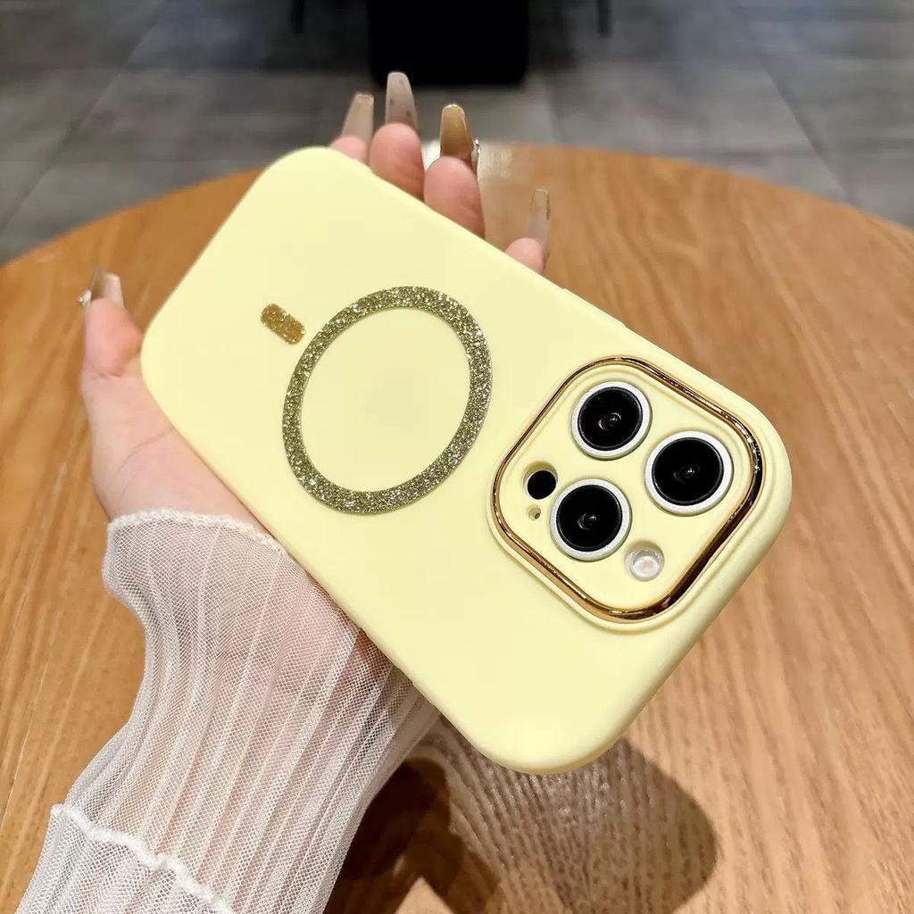 Glitter Magnetic iPhone 17 Pro Case, Skin-Feel Macaron Design with Precise Cutouts, Full Coverage for iPhone 16 Pro and 15.