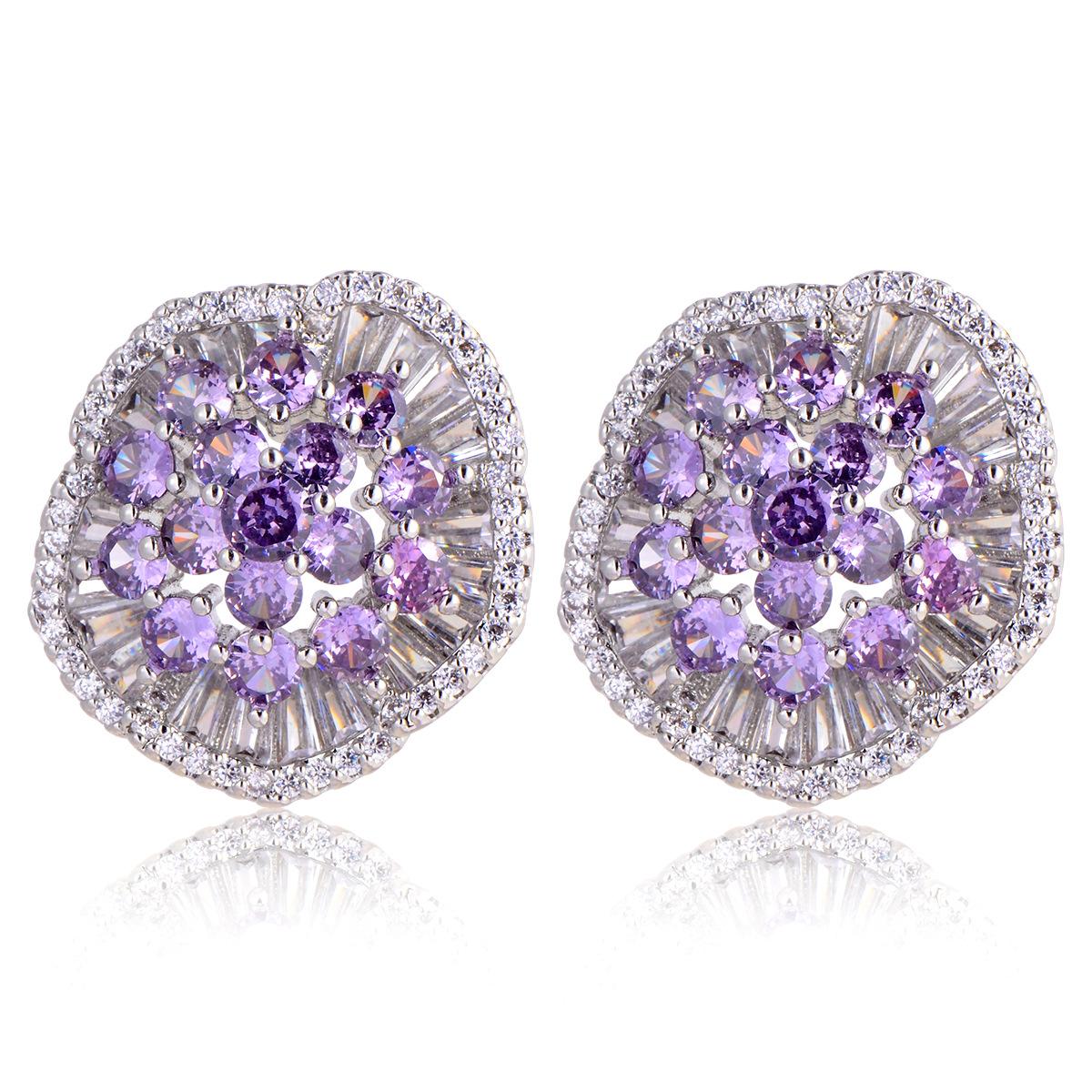 S925 silver needle stud earrings fashion temperament earrings фиолетовый