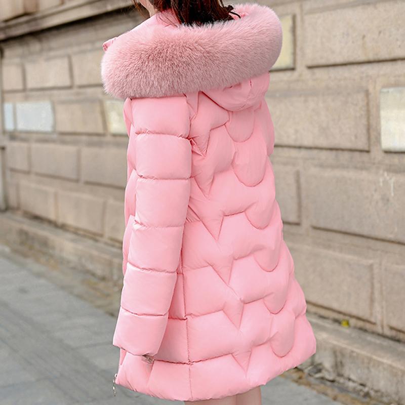 Fashion Winter Coat Female Long Parkas Hooded Faux Fur Collar Loose Thick Women's Jackets