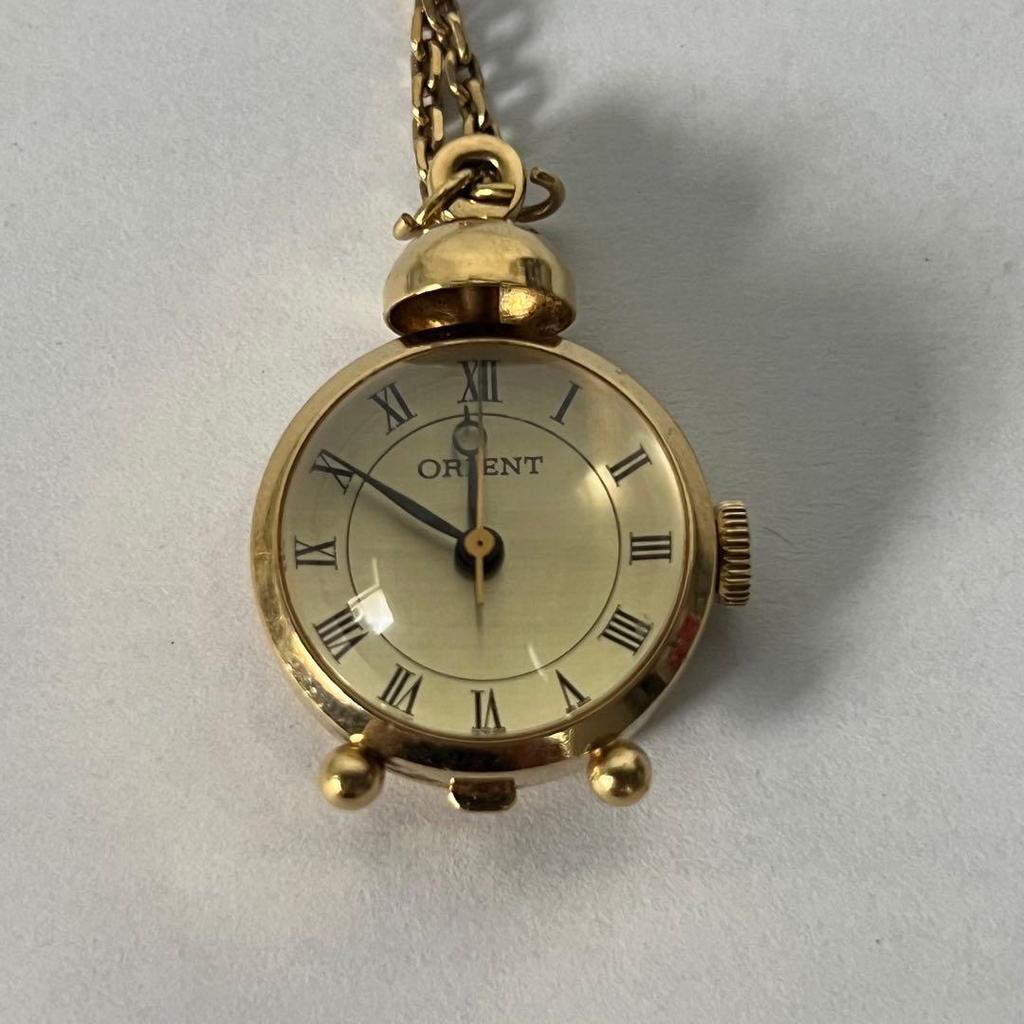 Used Good Condition ORIENT Orient Pendant Watch Pocket Watch Gold Color