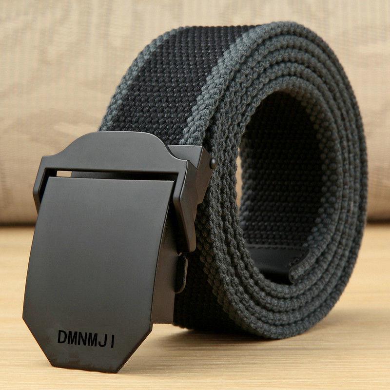 Men's Canvas Belt with Automatic Smooth Buckle - Casual Korean Style for Workwear, Students, and Outdoor Activities