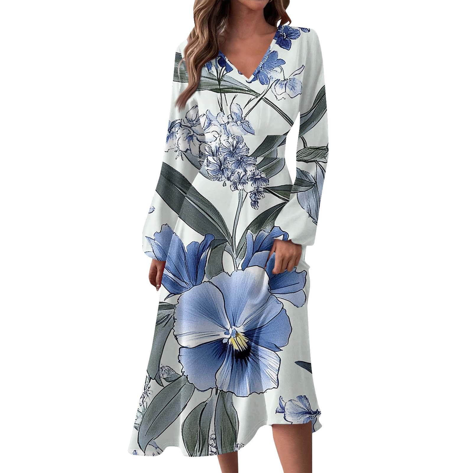 

Женское осенне-зимнее повседневное модное длинное платье с V-образным вырезом и длинными рукавами в полоску, подходящее для повседневной жизни и вечеринок XL небесно-голубой