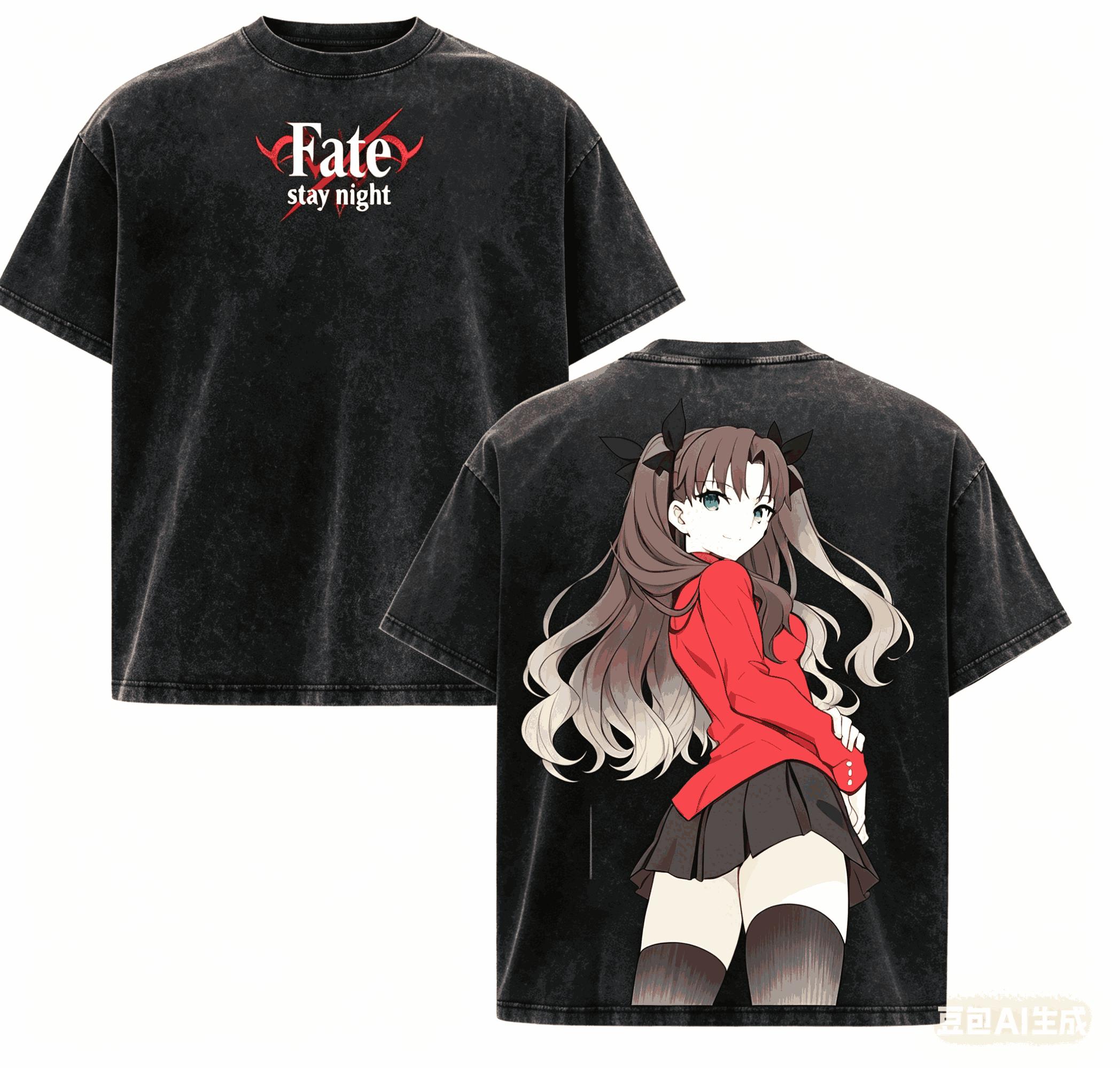 

Fate stay night Washed T-shirt personality Clothes New Model Anime T-shirt Year round clothing Couples Plus Size Unisex Classic L