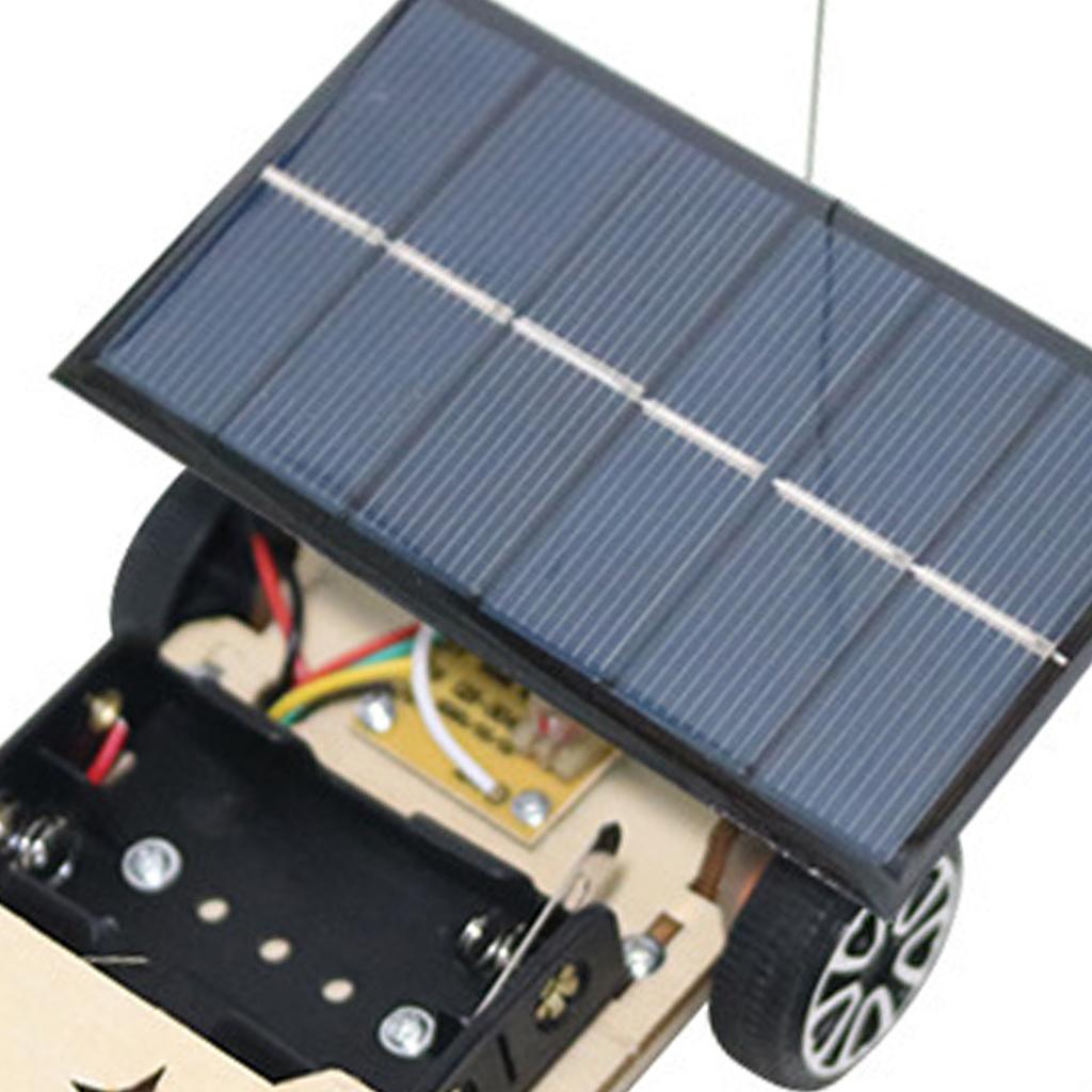 Solar Wireless Remote Control Car Model DIY Wooden Kid Electric Motor Building Project for