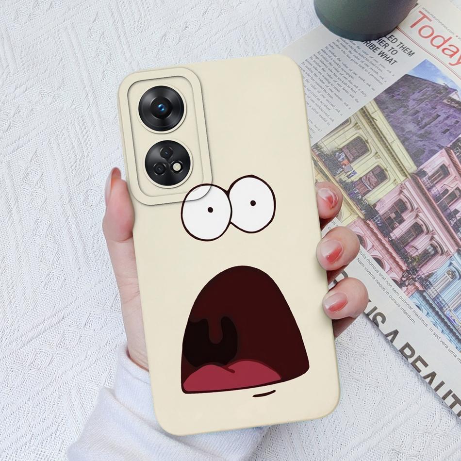 Phone Case For OPPO Reno 8T 4G 5G 8Z 8Lite Cover Cartoon Camera Protection Liquid Silicone Bumper For OPPO Reno8 T Fundas Gift