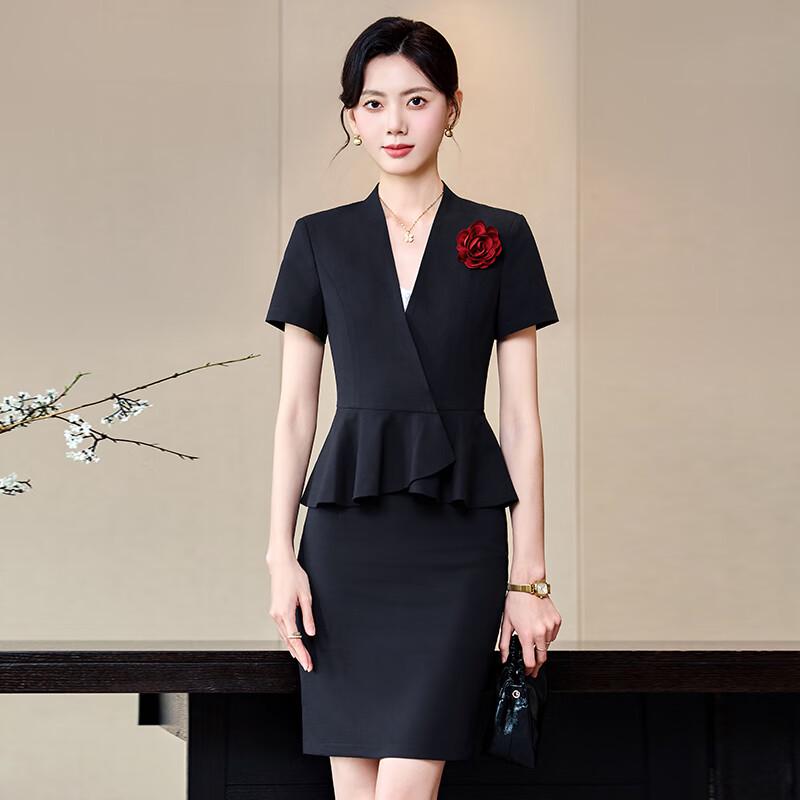 Troloman Women s Slim Fit Short Sleeve Professional Suit Set 4XL